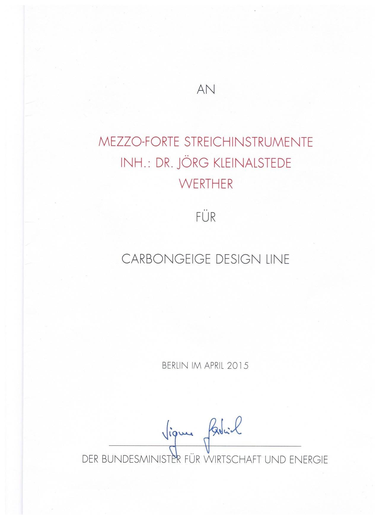 Carbonvioline "Premium Line" Deutscher Musikinstrumentenpreis 2015
