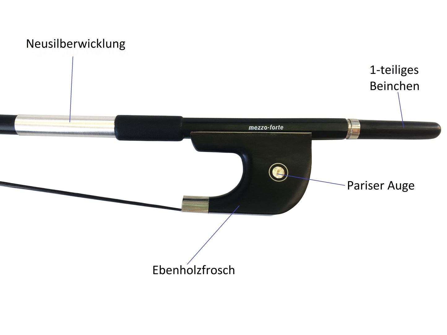 Bass bow carbon, black hair, German frog