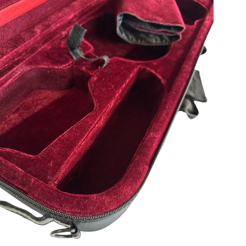 Geigenkasten, Geigenkoffer "Giovanni" schwarz/dkl.-rot, Gr. 4/4