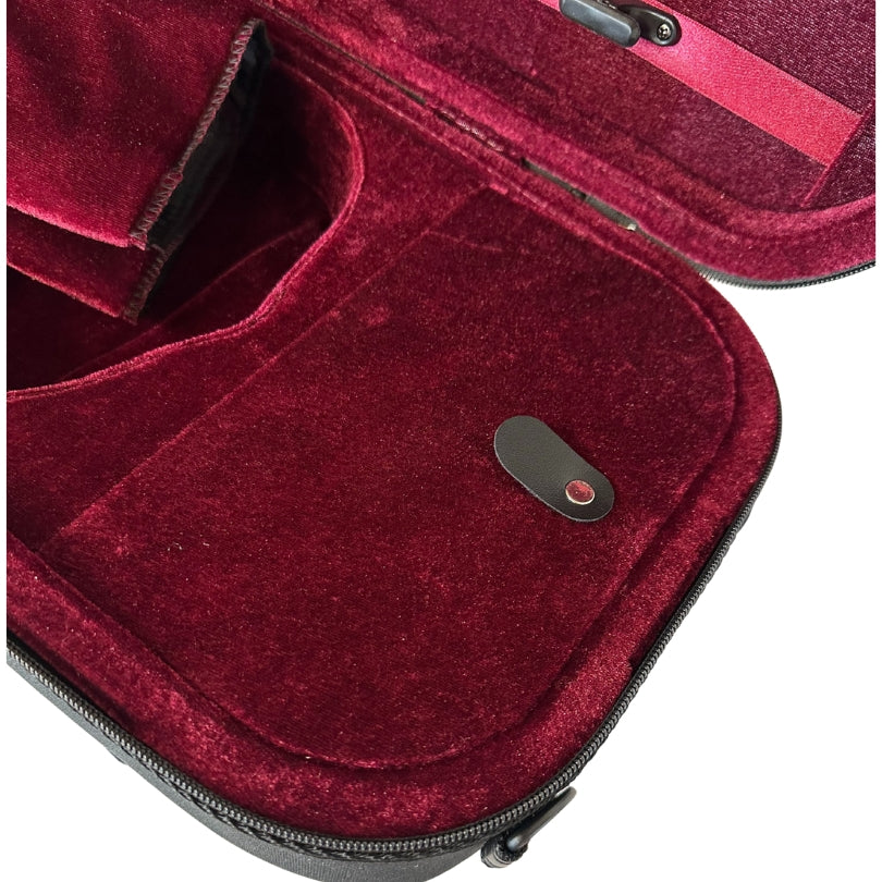 Geigenkasten, Geigenkoffer "Giovanni" schwarz/dkl.-rot, Gr. 3/4