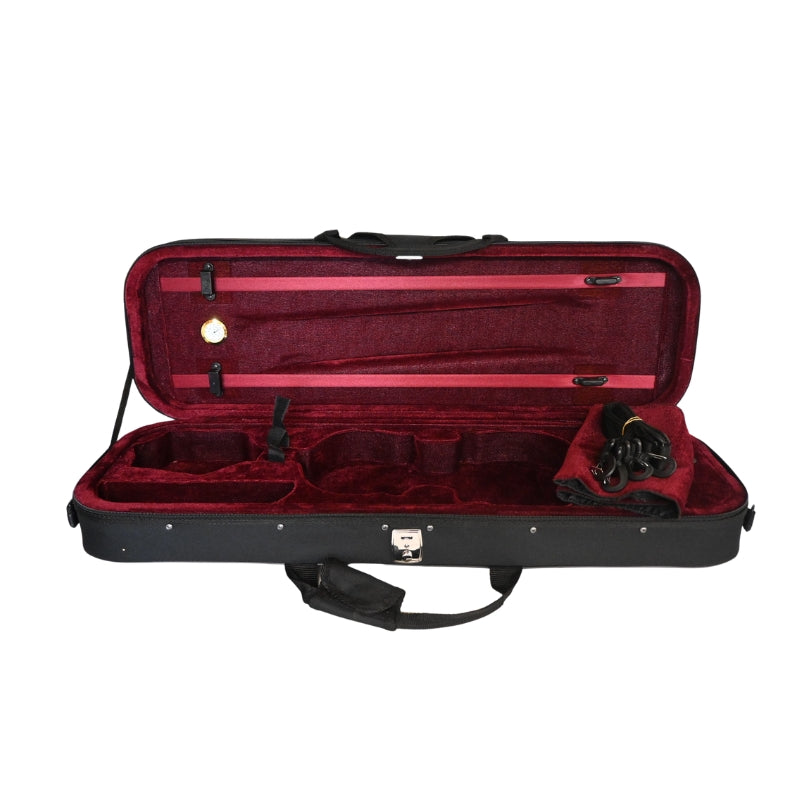 Geigenkasten, Geigenkoffer "Giovanni" schwarz/dkl.-rot, Gr. 3/4