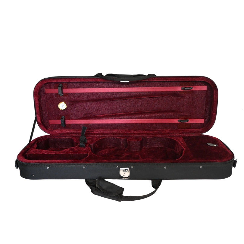 Geigenkasten, Geigenkoffer "Giovanni" schwarz/dkl.-rot, Gr. 4/4