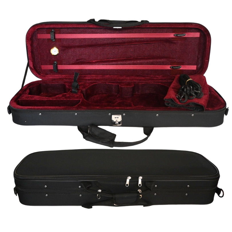 Geigenkasten, Geigenkoffer "Giovanni" schwarz/dkl.-rot, Gr. 3/4