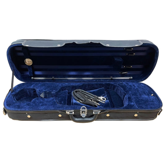 Violin case, wooden core, elegant and robust, dark blue
